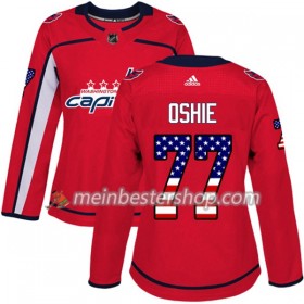 Washington Capitals T.J. Oshie 77 Adidas 2017-2018 Rot USA Flag Fashion Trikot Authentic - Dame